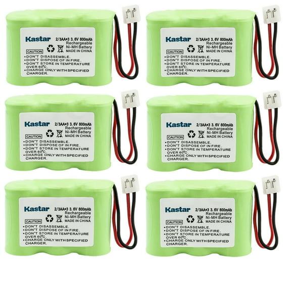 Kastar 6-Pack 3.6V 800mAh Ni-MH Battery Replacement for AT&T MERLIN MLC5, MCL5 Lucent 1145, 1165, 1177, 1187, 1445, 1465, 1477, 1487, 2230, 2255, 2422, 2440, 2447, 2455, 3000, 3400, 3410, 4051, 4061