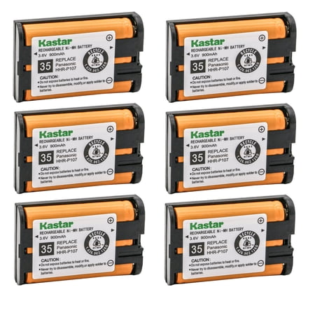 Kastar 6-Pack Battery 3.6V 900mAh Replacement for Panasonic HHR-P107 HHRP107 HHR-P107A HHR-P107A/1B HHR-P107A1B Type 35 PQSUHGLA1ZA BB-GT1500 BBGT1500 BB-GT1500B BBGT1500B Battery