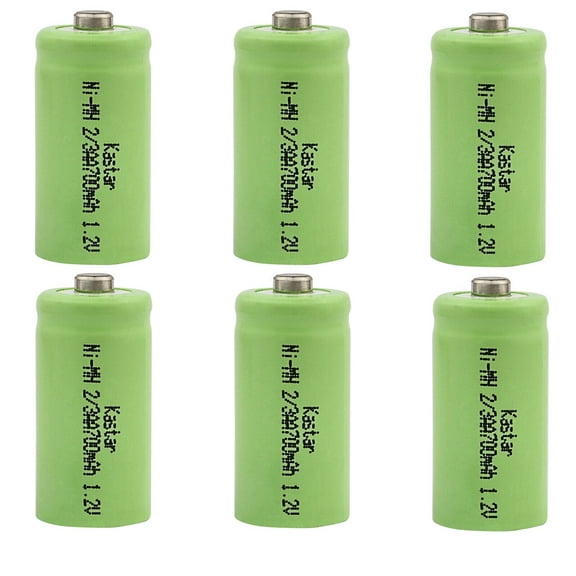 Kastar 6-Pack Ni-MH Battery 2/3 AA Ni-MH 1.2V 700mAh Replacement for Solar Light, Solar Decorations, Solar Flowers, Holiday Solar Lights, Walmart lawn solar lights, Walmart pathway lights, Yard lights