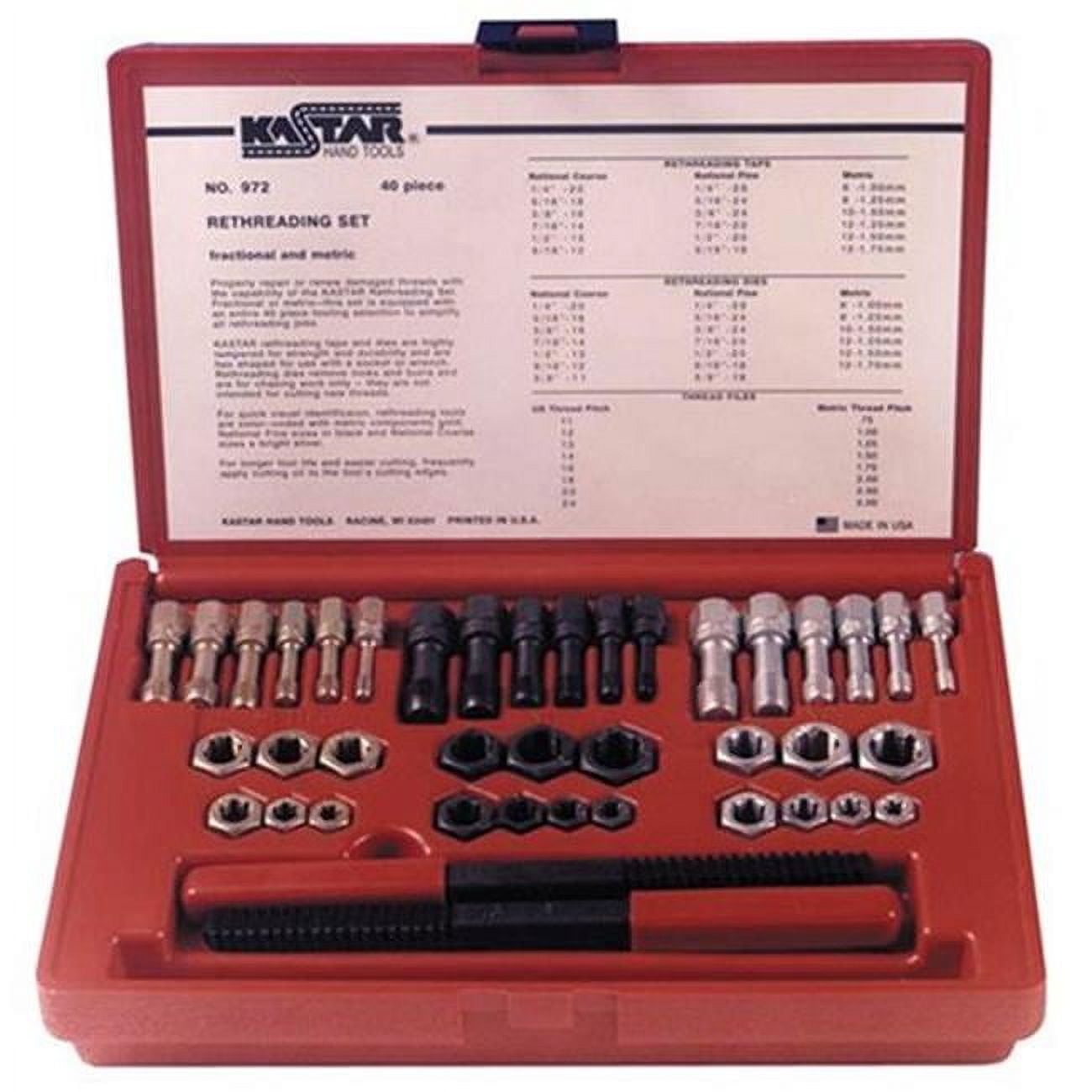 Kastar 972 40 Piece Master Rethreader Kit - Sae and Metric - Walmart.com