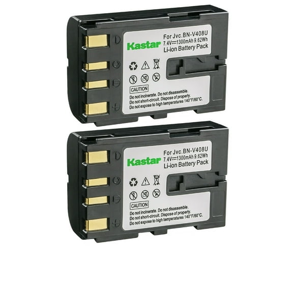 Kastar BN-V408 Battery 2-Pack Replacement for JVC BN-V408 BN-V408U BN-V408US BN-V416 BN-V416U BN-V416US BN-V428 BN-V428U BN-V428US BN-V438 BN-V438U BN-V438US BN-V856 BN-V856U BN-V856US Battery