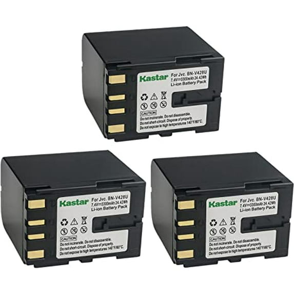 Kastar BN-V428 Battery 3-Pack Replacement for JVC GR-DVL810, GR-DVL815, GR-DVL817, GR-DVL820, GR-DVL822, GR-DVL828, GR-DVL865, GR-DVL867, GR-DVL900, GR-DVL910, GR-DVL915, GR-DVL920 Camera