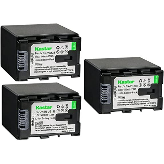 Kastar BN-VG138 Battery 3-Pack Replacement for JVC GZ-HM860 GZ-HM870 GZ-HM880 GZ-HM890 GZ-HM960 GZ-HM965 GZ-HM970 GZ-HM980 GZ-HM990 GZ-MG680 GZ-MG750 GZ-MG750AU GZ-MG750AUC GZ-MG750BEK Camera