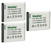 Kastar BP-70A Battery 3-Pack Replacement for Samsung BP-70A BP70A Battery, Samsung WB50F, WB51F, WB52F, WP10, AQ100, DV50, DV90, DV100, DV101, DV150F, ES30, ES65, ES67, ES70, ES71, ES73, ES74 Camera