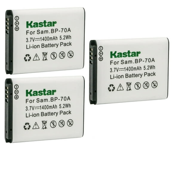 Kastar BP-70A Battery 3-Pack Replacement for Samsung BP-70A BP70A Battery, Samsung WB50F, WB51F, WB52F, WP10, AQ100, DV50, DV90, DV100, DV101, DV150F, ES30, ES65, ES67, ES70, ES71, ES73, ES74 Camera