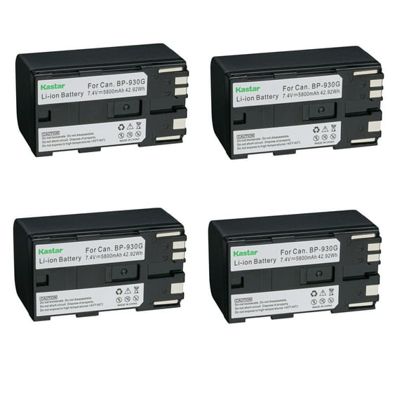 Kastar BP-930G Battery 4-Pack Replacement for Canon DM-MV1 DM-MV10 DM-MV20 E1 E2 E30 E65AS EOS C100 EOS C100 Mark II EOS C300 EOS C300 PL EOS C500 EOS C500 PL ES50 ES55 ES60 ES65 ES75 Camera
