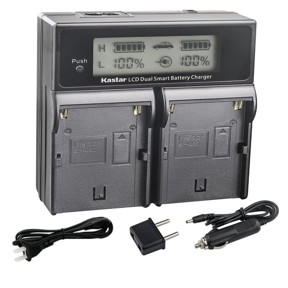 Kastar BP-U100 AC LCD Dual Fast Charger Compatible with Sony PMW-EX3 PMW-EX3R PMW-EX160 PMW-EX260 PMW-EX280 PMW-F3 PMW-F3K PMW-F3L XDCAM EX HD422 PHU-60K ILME-FX6 Camera