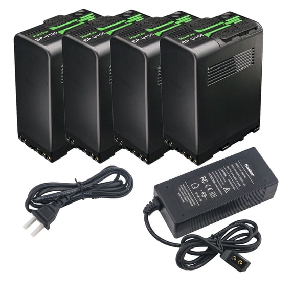 Kastar BP-U100 Battery 4 Pack and D-Tap Rapid Charger for Sony PXW-FS5 PXW-FS5K PXW-FS5M2 PXW-FS7 PXW-FS7K PXW-FS7M2 PXW-FS7M2K PXW-FX6 PXW-FX9 XDCAM PXW-FX9K PXW-X160 Camera