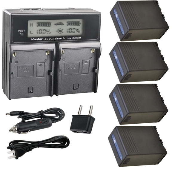 Kastar BP-U68 Battery 4-Pack and CH04 Dual Fast Charger Replacement for Sony PXW-FS5 PXW-FS5K PXW-FS5M2 PXW-FS7 PXW-FS7K PXW-FS7M2 PXW-FS7M2K PXW-X160 PXW-X180 PXW-X200 PMW-100 PMW-150 Camera