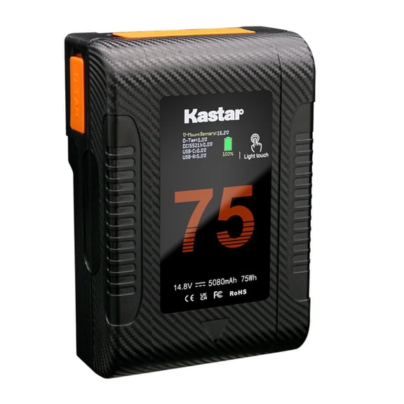 Kastar BP-Z75W Compact V-Mount Battery Compatible with Mini V-Mount V-Lock, NEEWER BP-V95, Came-TV MINI-99, AndyCine A-VM-95, Z Cam E2-S6 with OSEE 3000 Nit T7 Monitor, Led Studio Lights