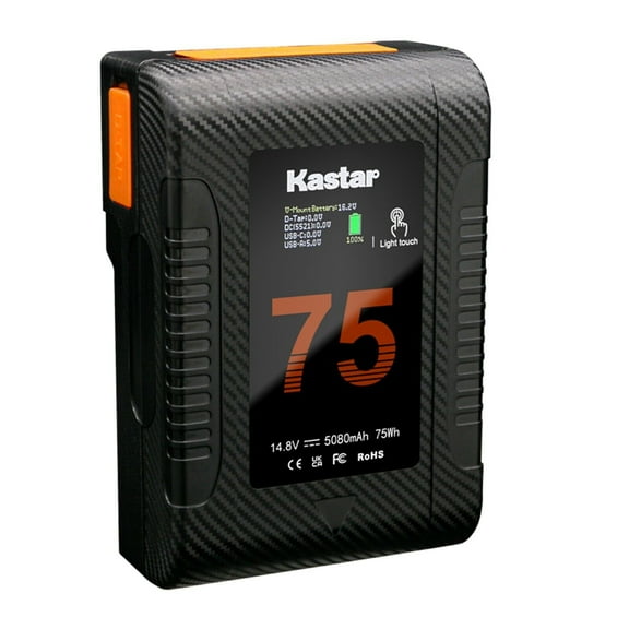 Kastar BP-Z75W Compact V-Mount Battery Compatible with RED V-RAPTOR ST 8K VV DSMC3, DSMC2, SCARLET-W Camera, CF WEAPON BRAIN, RED RANGER MONSTRO 8K VV, KOMODO-X 6K Digital Cinema Camera