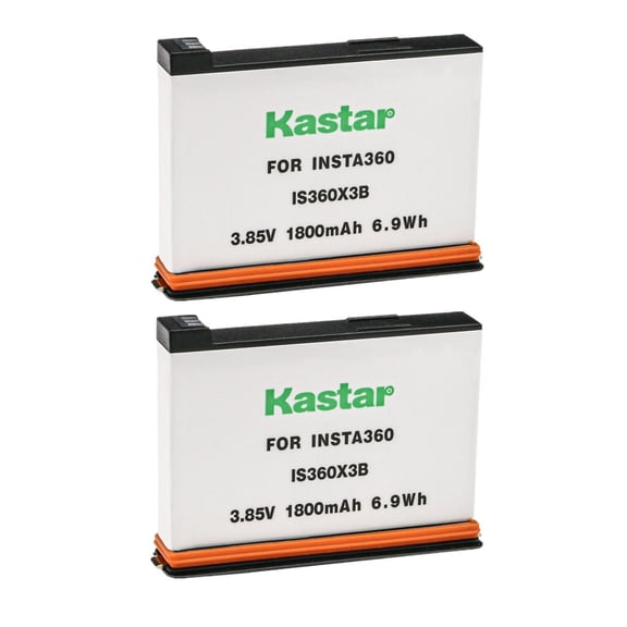 Kastar Battery 2-Pack Replacement for Insta 360 X3 Rechargeable Lithium Polymer Battery, Insta360 X3 72MP Waterproof 5.7K 360° VR AI Action Helmet Camera
