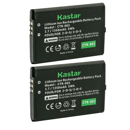 Kastar Battery 2-Pack Replacement for Nintendo 3DS CTR-003 Rechargeable Battery, Nintendo 2DS Game Console, Nintendo 3DS Game Console, Nin 3DS Game Console CTR003