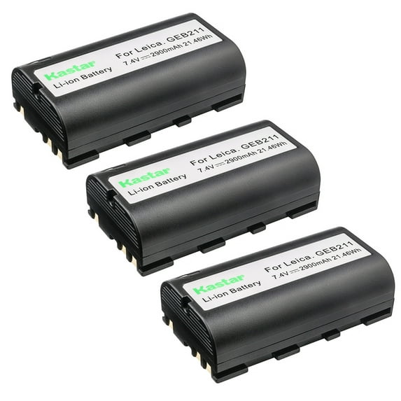 Kastar Battery 3-Pack Replacement for Leica Survey Equipment, Total Station models GX1200, VIA, Piper 100, Piper 200, RX1200, RX900, SR20, TS02, TS06, TS09, TS11, TS12, TS16, TC1200, TS1200, TPS1200