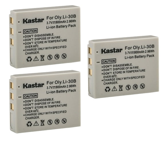 Kastar Battery 3-Pack Replacement for Olympus Li-30B Li30B Battery, Olympus Li-30C Li30C Charger, Olympus Stylus Verve Digital, Stylus Verve Digital S, µ-mini Digital, µ-mini Digital S Cameras