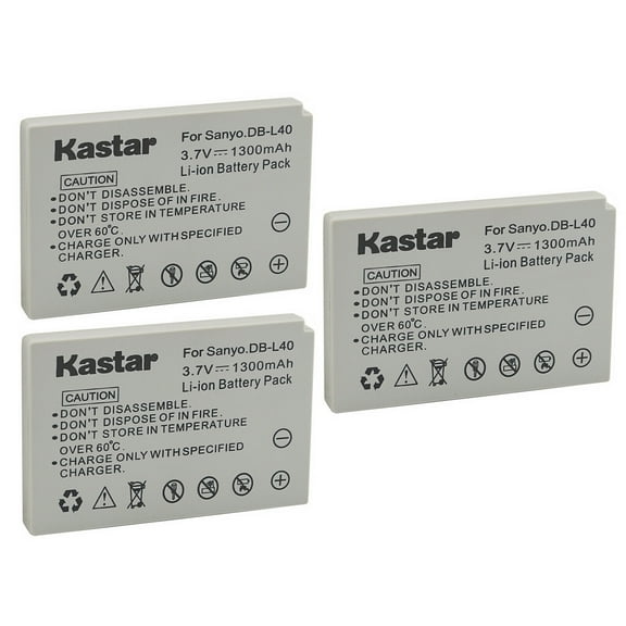 Kastar Battery 3-Pack Replacement for Sanyo DB-L40 DB-L40AU Battery, Sanyo Xacti DMX-HD800 Xacti VPC-HD1 Xacti VPC-HD1A Xacti VPC-HD2 Xacti VPC-HD2A Xacti VPC-HD700 Xacti VPC-HD800 Camera