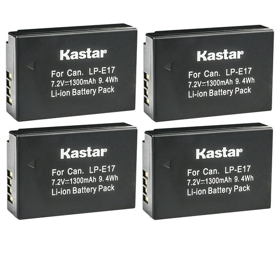 Kastar Battery (4-Pack) for Canon LP-E17 Battery and Canon EOS M3, EOS Rebel T6i, EOS Rebel T6s, EOS 750D, EOS 760D, EOS 8000D, Kiss X8i, EOS R8, EOS R50 Mirrorless Camera, BG-E18 Battery Grip