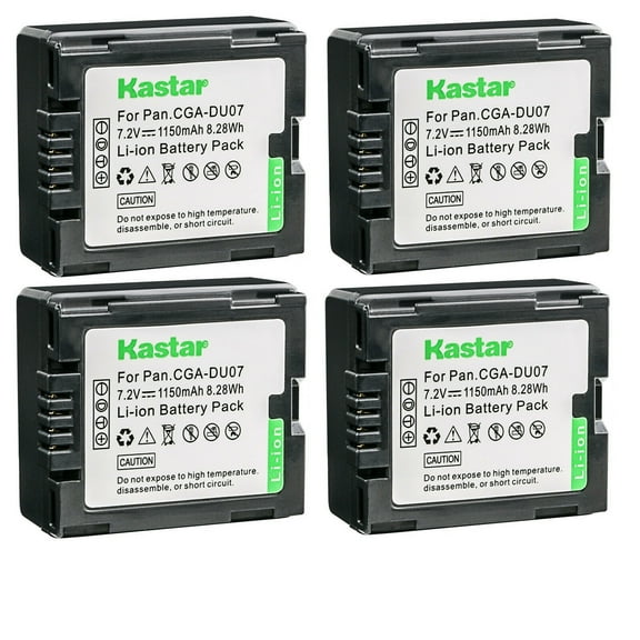 Kastar Battery (4-Pack) for Panasonic CGA-DU06, CGA-DU07, VW-VBD070 VBD140 VBD210 and PV-GS31, PV-GS33,PV-GS34