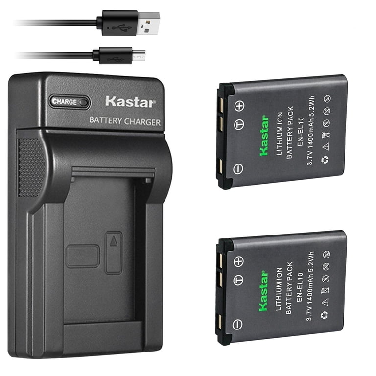 Kastar, Battery, 2 Pack, USB Charger Replacement for Nikon EN-EL10