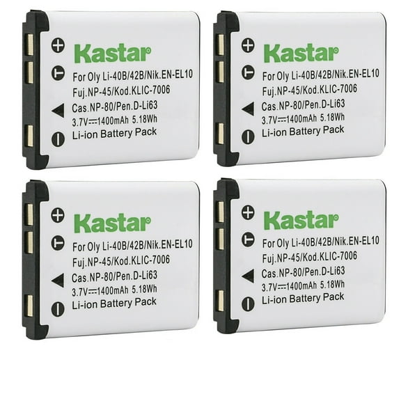 Kastar CNP-80 Battery 4-Pack Replacement for Casio Exilim EX-Z330, Exilim Z335, Exilim EX-Z350, Exilim EX-Z370, Exilim EX-Z550, Exilim EX-Z670, Exilim EX-Z800, Exilim EX-ZS5, Exilim EX-ZS6 Camera