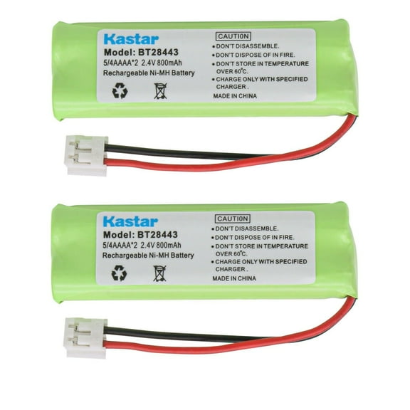 Kastar Cordless Battery (2 Pack), Ni-MH 2.4V 800mAh, Replacement for BT-18443 BT-28443 89-1337-00-00 VTech LS-6115 LS-6117 LS-6125 LS6126 LS6225 Wireless Home Handset Telephone