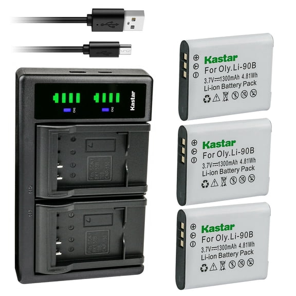 Kastar DB-110 Battery 3-Pack and LTD2 USB Charger Replacement for Ricoh THETA V 360 Spherical Camera, Ricoh THETA Z1 360 Spherical Camera, PEN1067, 910830, Ricoh THETA X 360 Spherical Camera