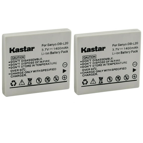Kastar DB-L20 Battery 2-Pack Replacement for Sanyo Xacti DMX-C1, Xacti DMX-C4 DMX-C4D DMX-C4L DMX-C4N DMX-C4S, Xacti DMX-C5 DMX-C5S DMX-C5T DMX-C5W, Xacti DMX-C6 DMX-C6K DMX-C6R DMX-C6S Camera