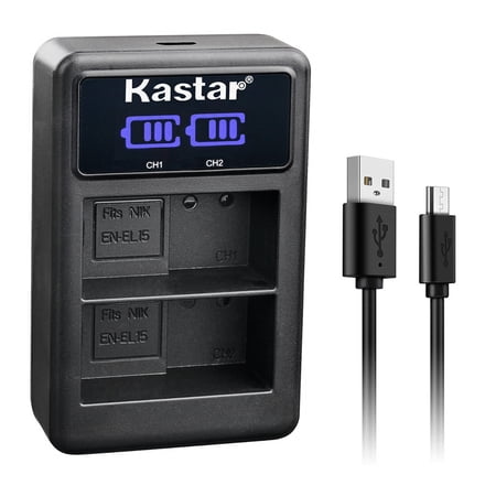Kastar EN-EL15C LED2 Dual USB Charger Compatible with Nikon EN-EL15c EN-EL15b Battery, MH-25b Charger, Nikon ZF Mirrorless Camera, Nikon Z 5 Z6 II Z7 II, Z5 Z6II Z7II Mirrorless Camera