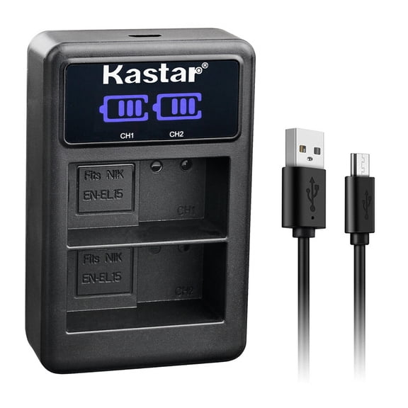 Kastar EN-EL15C LED2 Dual USB Charger Compatible with Nikon EN-EL15c EN-EL15b Battery, MH-25b Charger, Nikon ZF Mirrorless Camera, Nikon Z 5 Z6 II Z7 II, Z5 Z6II Z7II Mirrorless Camera
