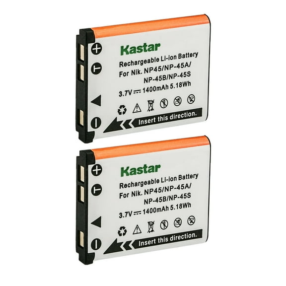Kastar FNP-45 Battery 2-Pack Replacement for Fujifilm NP-45 NP-45A NP-45B NP-45S Battery, Fujifilm BC-45 BC-45B Charger, Fujifilm instax Mini 90 instax SHARE SP-2 Camera