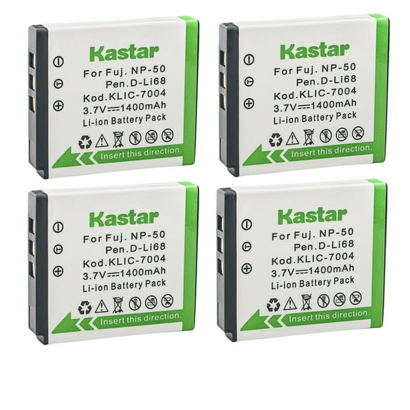 Kastar FNP-50 Battery 4-Pack Replacement for Fujifilm NP-50, NP-50A Battery, BC-50, BC-45W Charger, Fujifilm Instax Share SP-3 Smartphone Portable Wireless Mobile Printer