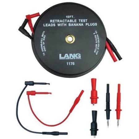 Lang 1176 Retractable Test Lead Set, 2-15 ft. with Banana Plug, 7 Pieces