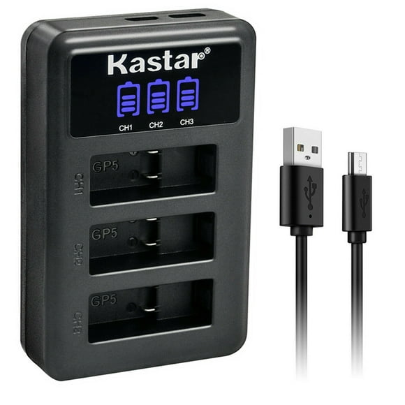 Kastar LCD Triple USB Battery Charger Compatible with Gopro Hero 8 Action Camera, Hero 7 Action Camera, Hero 6 Action Camera, Hero 5 Action Camera, Hero8, Hero7, Hero6, Hero5, HERO Camera