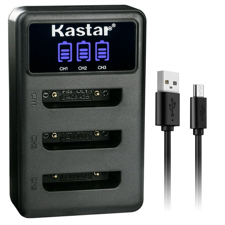 Kastar LCD Triple USB Battery Charger Compatible with Nikon