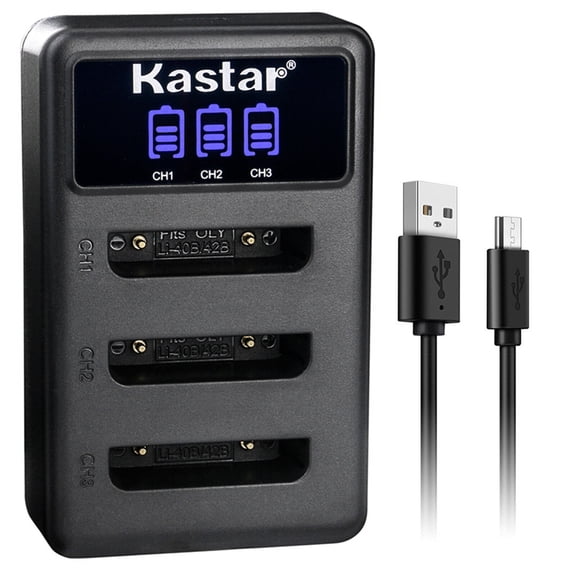 Kastar LCD Triple USB Battery Charger Compatible with Pentax D-Li63 D-Li108 Battery, Pentax D-BC63 K-BC63 Charger, Pentax Optio RS1000, Optio RS1500, Optio T30, Optio V10, Optio W30