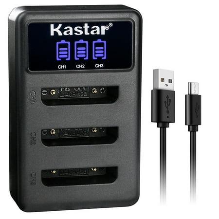 Kastar LCD Triple USB Battery Charger Compatible with Pentax Optio L36, Optio L40, Optio LS465, Optio LS1000, Optio LS1100, Optio M30, Optio M40, Optio M90, Optio M900, Optio NB1000