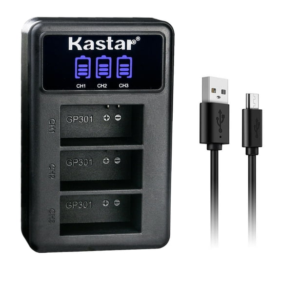 Kastar LCD Triple USB Battery Charger Compatible with SP-Gadgets 3.7V Battery POV Light and Powerbar Duo