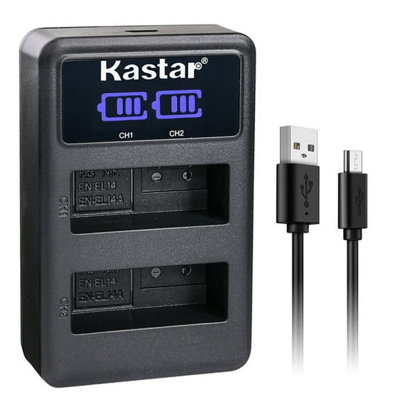 Kastar LED Dual USB Charger for Nikon EN-EL14a EN-EL14 Battery MH-24 Charger Nikon Coolpix P7000 Coolpix P7100 Coolpix P7700 Coolpix P7800 Nikon D3100 D3200 D3300 D3400 D5100 D5300 D5500 D5600 Df DSLR