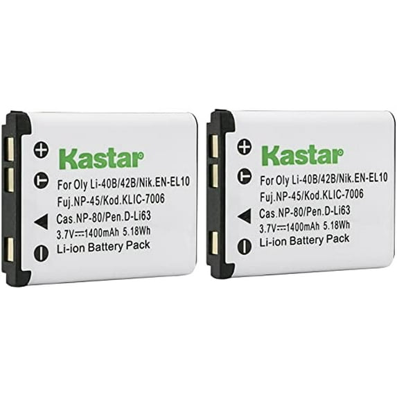 Kastar Li-42B Battery 2-Pack Replacement for Sealife Reefmaster DC-1200, DC1200, DC-1400, DC1400, DC-600, DC600, Tevion SZ 7, Z1400, Voigtländer Vitolux S100, S80 Camera