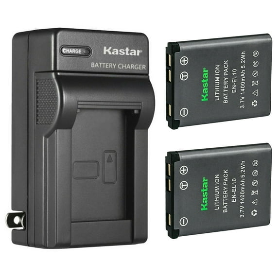 Kastar NOCAR-2B-ENEL10-A LED Nikon Battery and AC Wall Charger S80, Black