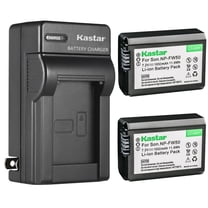 Kastar 2-Pack NP-FW50 Battery and AC Wall Charger Replacement for Sony NP-FW50, W Series Battery, Sony BC-VW1 BC-TRW Charger, VG-C1EM, VG-C2EM Battery Grip, DSC-RX10, α7, α6400, α6500 Camera