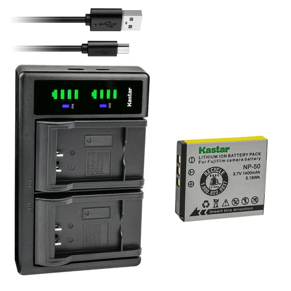 Kastar NP-50 Battery 1-Pack and LTD2 USB Charger Compatible with Fujifilm F1000EXR F50FD F60FD F70EXR F75EXR F80EXR F85EXR F100FD F200EXR F300EXR F305EXR F500EXR F505EXR F550EXR F600EXR Camera