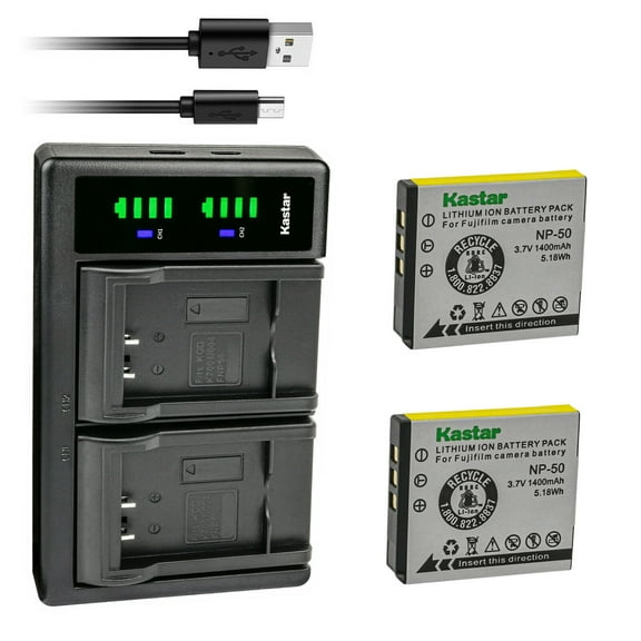 Kastar NP-50 Battery 2-Pack and LTD2 USB Charger Compatible with Lectrosonics LB-50 Battery, Lectrosonics SSM Transmitter & IFBR1B Receiver, IFBR1B Bodypack Receiver, Lectrosonics 40117