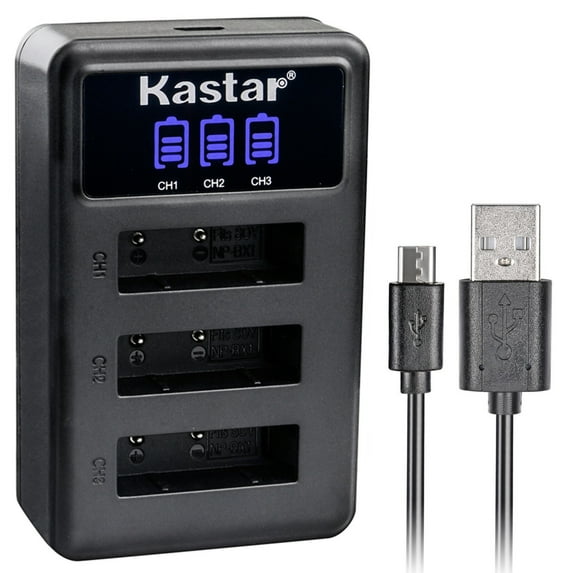 Kastar NP-BX1 LCD Triple USB Battery Charger Compatible with Sony Cyber-shot DSC-RX1R, Cyber-shot DSC-RX1R II RX1RM2, Cyber-shot DSC-RX100, Cyber-shot DSC-RX100M2 (RX100 II) Camera