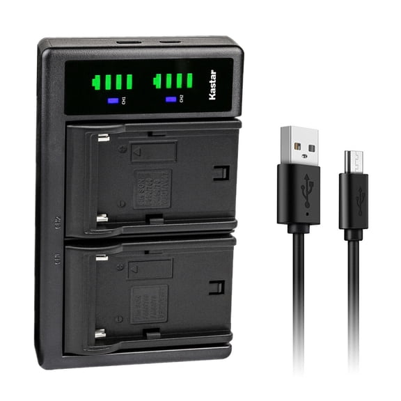 Kastar NP-F550 / NP-F570 LTD2 USB Battery Charger Compatible with Aputure Amaran AL-H198 AL-M9 LED Video / Photo Camera Light, Atomos Shogun Flame, Atomos Shogun Inferno LED Video Light