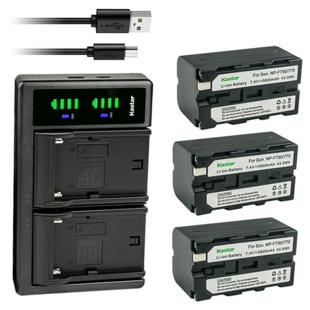 Kastar NP-F770 Battery 3-Pack and LTD2 USB Charger Compatible with Sony CCD-RV100 CCD-RV200 CCD-SC5 CCD-SC6 CCD-SC7 CCD-SC8 CCD-SC9 CCD-SC55 CCD-SC65 CCD-TR1 CCD-TR11 CCD-TR1100E CCD-TR12 Camera