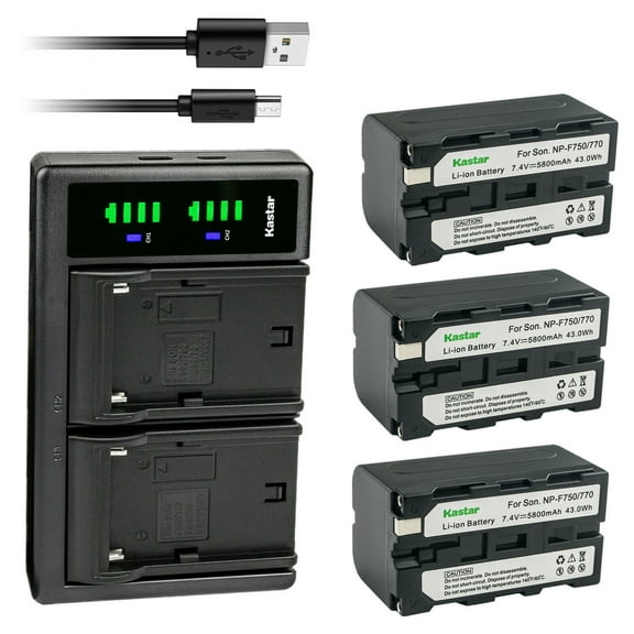 Kastar NP-F770 Battery 3-Pack and LTD2 USB Charger Compatible with Sony CCD-RV100 CCD-RV200 CCD-SC5 CCD-SC6 CCD-SC7 CCD-SC8 CCD-SC9 CCD-SC55 CCD-SC65 CCD-TR1 CCD-TR11 CCD-TR1100E CCD-TR12 Camera