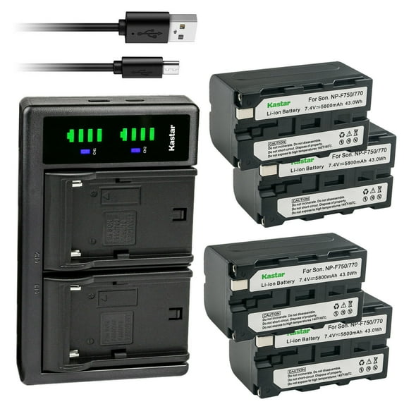 Kastar NP-F770 Battery 4-Pack and LTD2 USB Charger Compatible with Sony CCD-RV100 CCD-RV200 CCD-SC5 CCD-SC6 CCD-SC7 CCD-SC8 CCD-SC9 CCD-SC55 CCD-SC65 CCD-TR1 CCD-TR11 CCD-TR1100E CCD-TR12 Camera