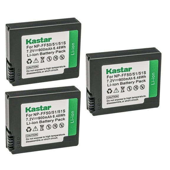 Kastar NP-FF50 Battery 3-Pack Replacement for Sony DCR-IP220, DCR-IP220E, DCR-IP220K, DCR-IP45, DCR-IP45E, DCR-IP5, DCR-IP55, DCR-IP55E, DCR-IP5E, DCR-IP7, DCR-IP7BT, DCR-IP7E Camera