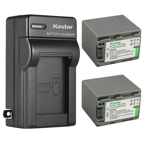 Kastar NP-FP90 / FP91 2-Pack Battery and AC Wall Charger Replacement for Sony NP-FP50 NP-FP51, NP-FP60, NP-FP70 NP-FP71, NP-FP90 NP-FP91 Battery, Sony DCR-HC40, DCR-HC41, DCR-HC42, DCR-HC43 Camcorder